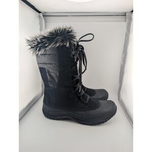 The North Face Women's Size 8 Black Suede Snow Boots Waterproof Faux Fur